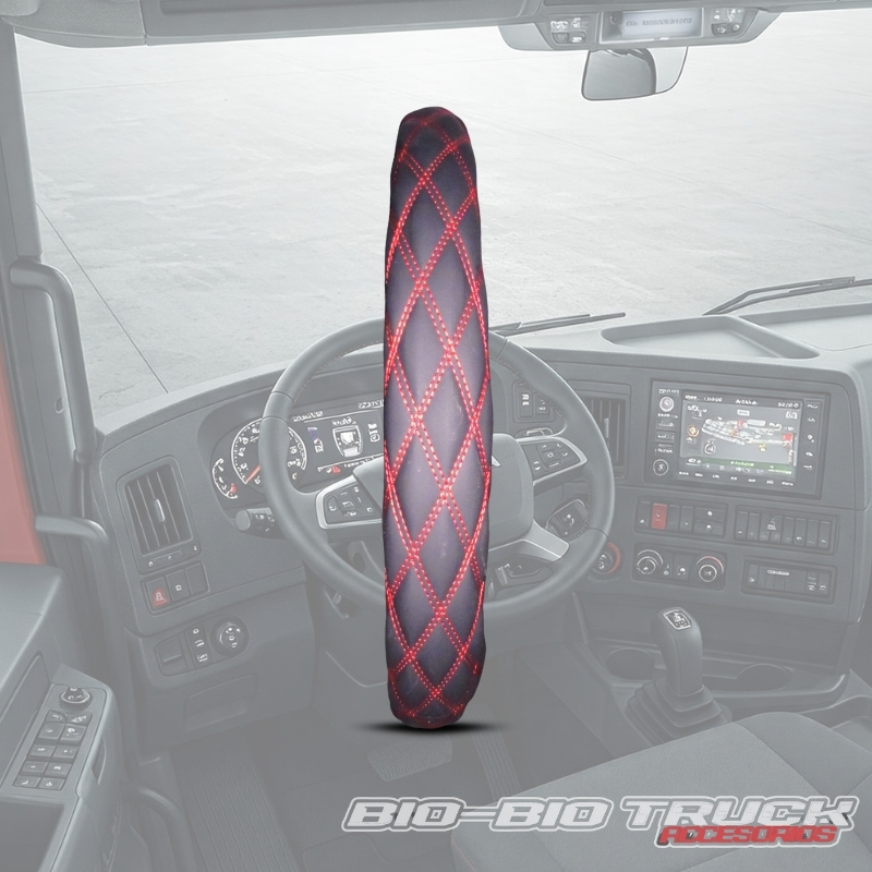 CUBRE VOLANTE COLOR NEGRO - HILO ROJO 45 CM