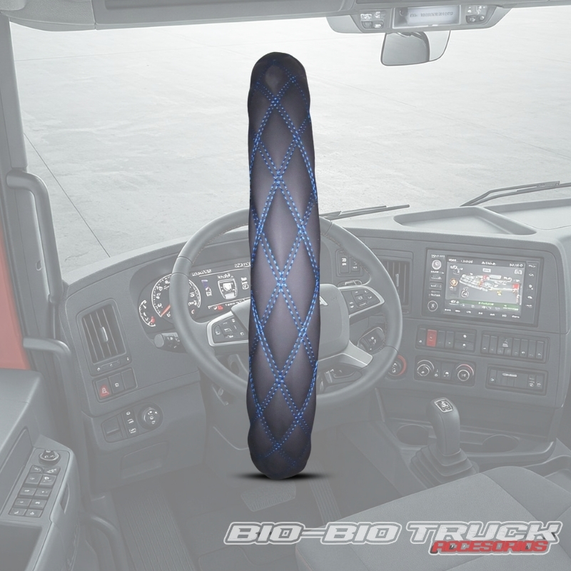 CUBRE VOLANTE COLOR NEGRO - HILO AZUL 45 CM