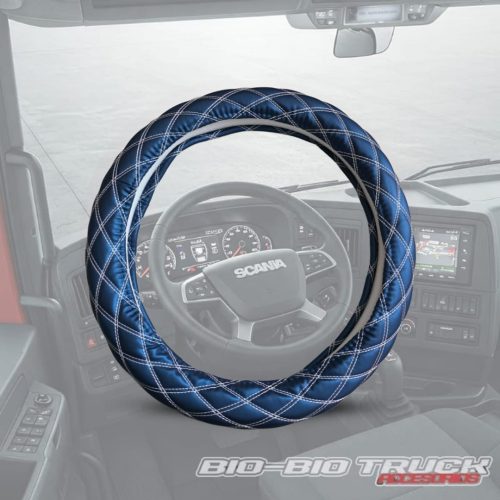 CUBRE VOLANTE CELESTE HILO BLANCO 45 CM